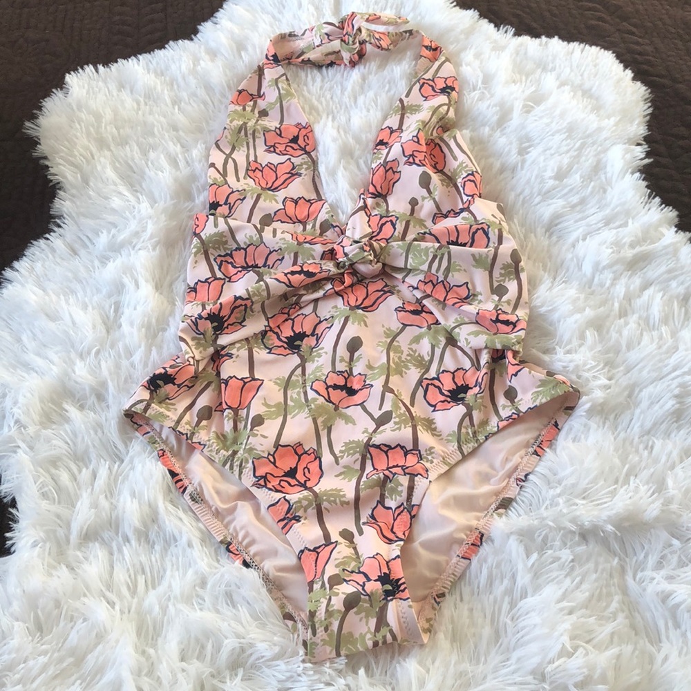 Tory Burch Tie Front Floral One-Piece Swimsuit - Picture 5 of 8